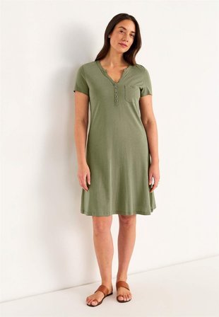 Cellbes of Sweden - Vidunderlig myk Jersey-kjole i kakigrønn for damer i størrelse 54/56