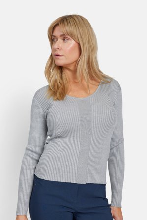 B. COPENHAGEN - Strik V-hals - Lys Grå Melange