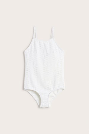 Kappahl | Baddräkt med broderie anglaise | Offwhite