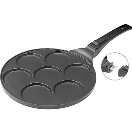 Blinispanna - Induktion - 26,5 cm - Non-stick - 7 fördjupningar - Avtagbar