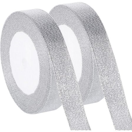 2 stykker 2CM 25 Yards Sølvbånd Gaveinnpakning Dekorativt Bånd