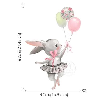 Cartoon Pink Paraply Butterfly Bunny I Kärlek Vägg Klistermärken För Barnrum Baby Barnvägg Decals För Flickrum Baby Dusch Pvc bunny 002