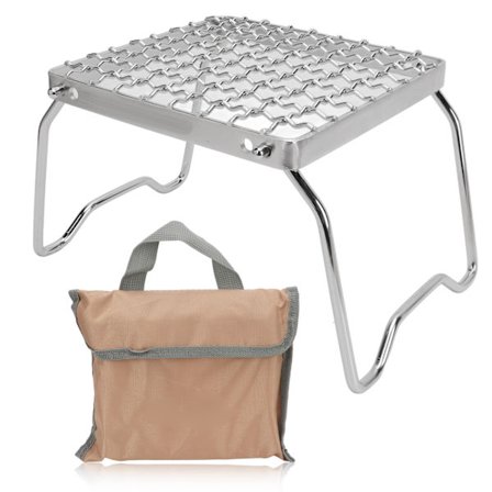 Bålgrillrist Rustfrit Stål Foldbar Justerbar Gear Bærbar Mini Komfur BBQ Grillrist til Camping Picnic