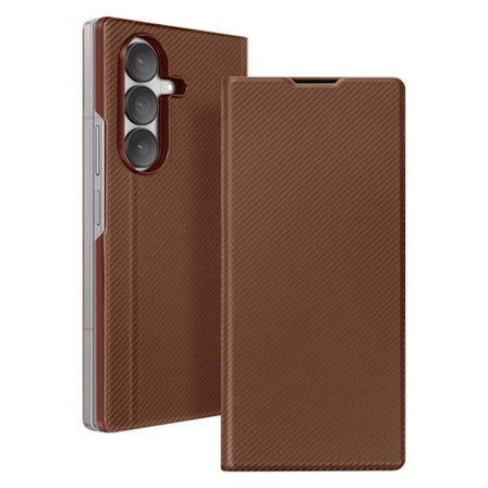 Étui Folio för Galaxy Z Fold 7 Texturerad Finish med Stödfunktion Brun