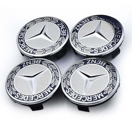 4-pack Alloy Wheel Center Hub Caps Storlek 75mm Benz Mörkblå
