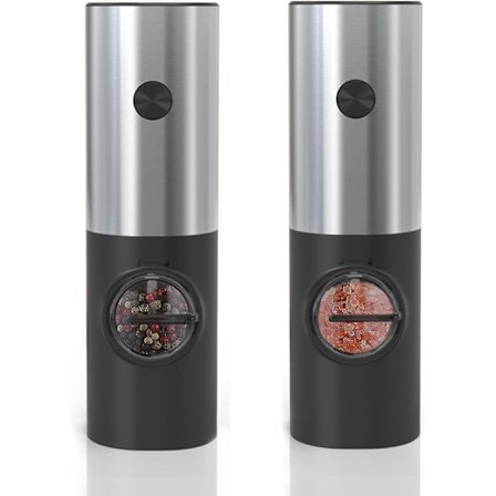 Elektrisk salt- och pepparkvarn med automatisk batteridrift, enhandsmanövrering, justerbar grovlek, uppladdningsbar, salt- och pepparkvarnar, Pep