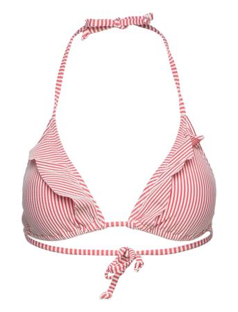 Striba Bel Frill Bikini Top Swimwear Bikinis Bikini Tops Triangle Bikinitops Rød Becksöndergaard*Betinget Tilbud