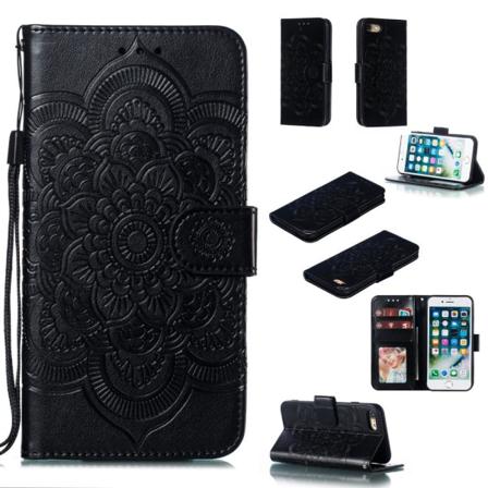 Iphone 7/8/se (2020/2022) - Mandala Plånboksfodral - Svart Black Svart