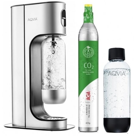 AGA Aqvia Exclusive Steel Black inkl. 2 flasker + kulsyrepatron