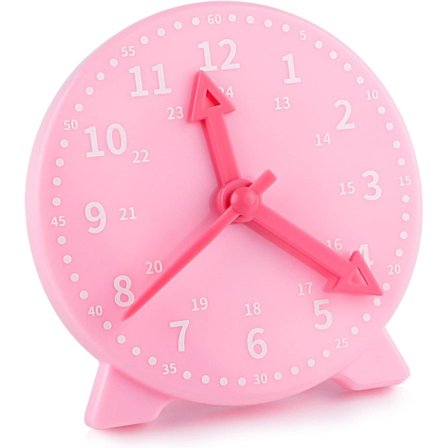 Lärklocka, Tidsundervisning & Demonstrationsklockmodell, Tidig utbildning Lära sig klockan för barn, 4 tum 12/24 timmar (Rosa)