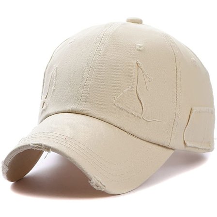 Vintage slitt og vasket baseballcaps for menn og kvinner, justerbar trucker-caps, golfcaps, pappa-caps (beige)