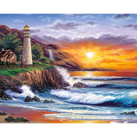 30x40cm 5D DIY Diamantmålning Full, Serie Havsfyrar#