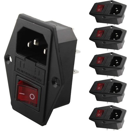 IEC 320 C14 Adapterkontakt, innfelt kontakt 220-250V/10A innfelt plugg med bryter IEC lydkontakt