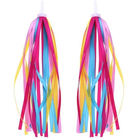 Regnbuesykkelstreamere for barn, 2 stk. Fargerike styreholker med dusker og bånd for barn