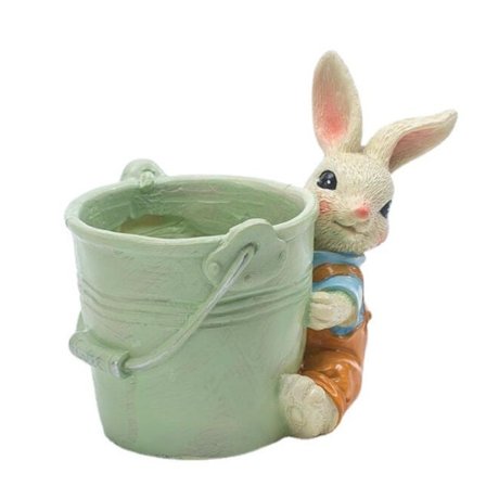 Planter, Bin och Balkong Kanin med Stor Diameter Kreativ Personlighet Resin Blomkruka (F-Grön Hink Kanin Blomkruka)