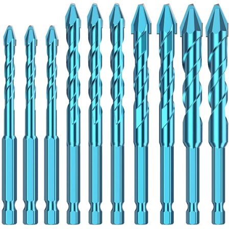 Sæt med 10 højstyrke excentriske spiralbor, excentriske bor med høj hårdhed og vinklet hoved, marmor, rustfrit stål, fliser og træ