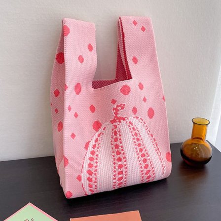 Knit Handbag Knot rannelaukku PINK