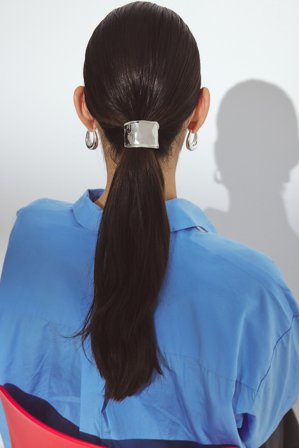 NA-KD 2-pack Hammered Texture Hair Tie - Hår-accessories - Sølv - One Size