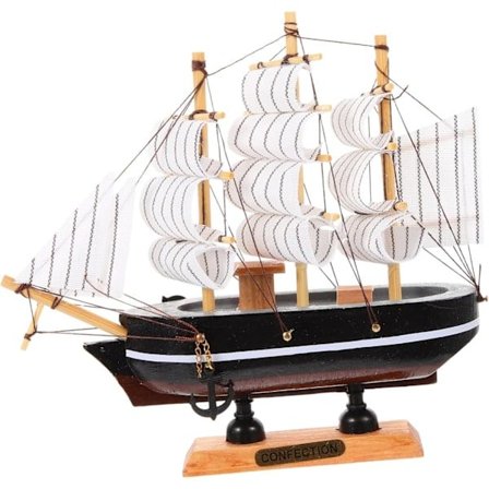 Medelhavsstil segelbåtsmodell, eleganta skrivbordsdekorationer i trä