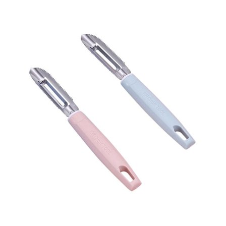 Fiskfjällsskrapa i rostfritt stål - effektivt avlägsnande av fiskfjäll - 2-pack (blå rosa)