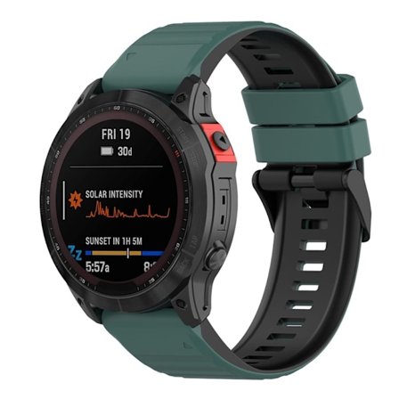 Garmin Fenix 7 klockarmband i silikon med dubbla färger - Olivgrön / Svart