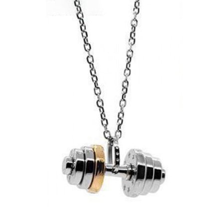 Hantel Halsband Rostfritt Stål Silver Färg Utsökt Hip Hop Stil Skivstång Hänge Halsband för Män Kvinnor