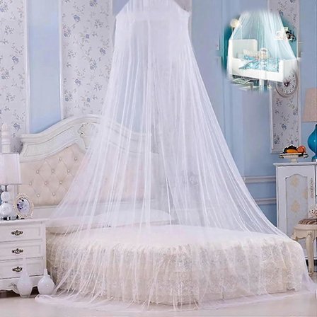 Hvit Kuppel Myggnett, Myggnett For Seng, Myggnett Sengehimmel, Stor Kuppel Hengende Sengetelt Portabelt Myggnett, Stilig Kuppel Mygg