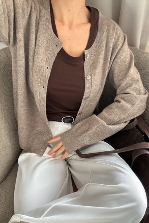 Premium Selection Knitted Cashmere Cardigan - Premium kvalitet - Beige - S