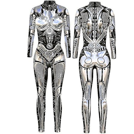 2022 Uusi Halloween-robottipuku naisille Steampunk Sexy Cosplay-asu Karnevaaliasu Pitkähihainen Halloween-body Cool Lapset 135cm*140cm V