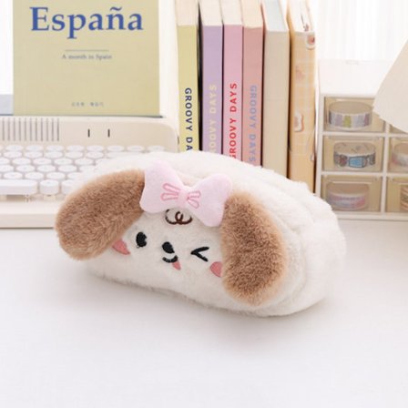 Plysch case Brevpapper Case Mjukt pennfodral rosa