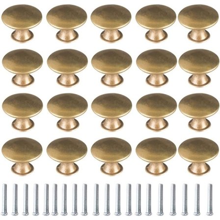 20 stk Messingdørknotter Vintage Messing Trekkhåndtak Skapknotter Skuff-dørknott Skaphåndtak Vintage Skapknott for Skuff Skap Garderobe Kjøkken-FA-