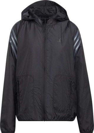 Adidas Women's Run Icons 3-Stripes Hooded Running Windbreaker Women unlined workout jackets Black M