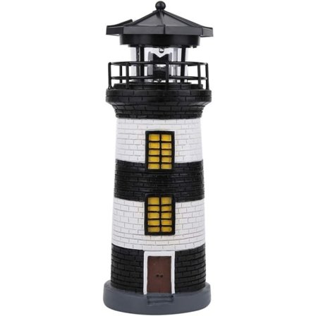 LED-ljus harts solcellsdriven roterande fyr utomhus gårdsbelysning dekoration trädgård gräsmatta ljus LED varningsljus 10 * 28CM