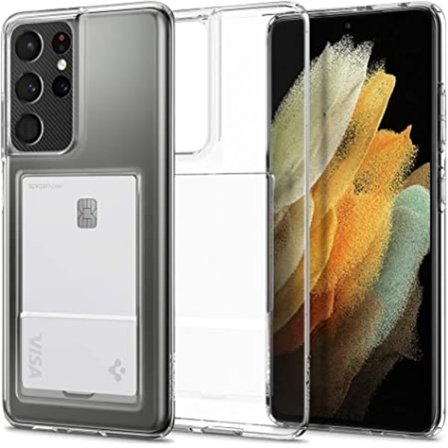 Samsung Galaxy S21 Ultra - gennemsigtigt etui med kortlomme