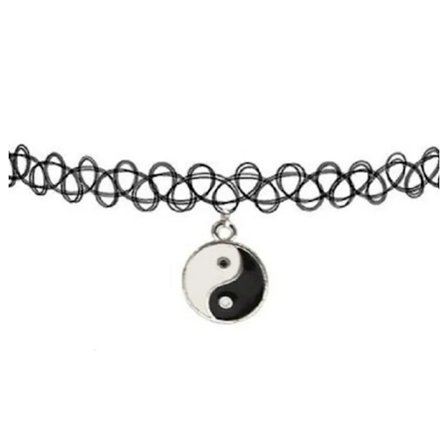 Choker - Yin Yang - Tatuering - 90-tal Spets halsband