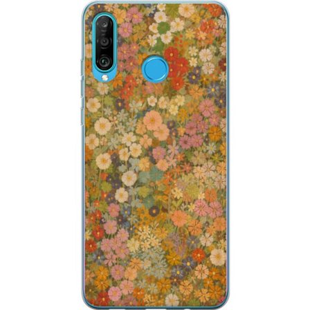 Kompatibel Mobilcover til Huawei P30 lite Blomstereng i varme toner med en nostalgisk malerfølelse