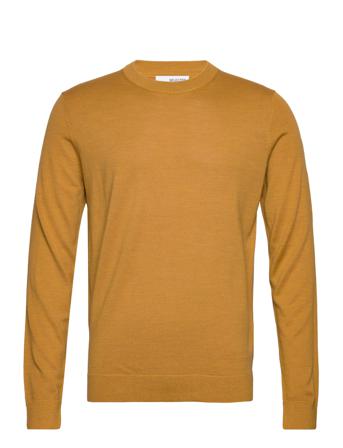 Slhtown Merino Coolmax Knit Crew B Neulepaita Pyöreä Kaula-aukko Keltainen Selected Homme