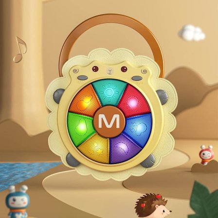 Baby musik trommelegetøj, lyd, lys og lyslegetøj, pædagogisk legetøj til børn, julefødselsdagsgaver til børn over 18 måneder, får