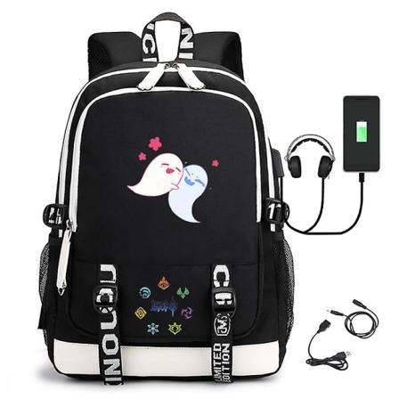 Genshin Impact Printed USB -reppu casual opiskelijan koululaukku 5 Black