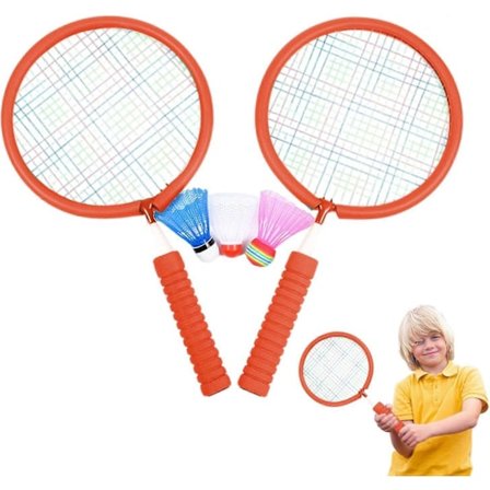 Badmintonracketsett for barn | Lett utendørsracket Shuttlecocks, inkludert 3 x badminton for barn og voksne, oransje