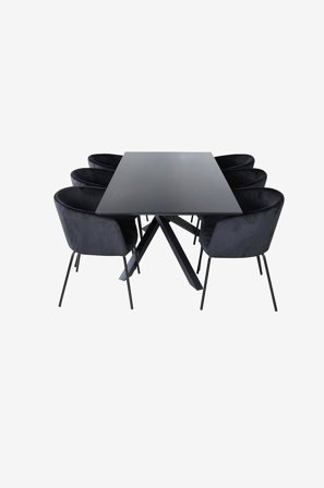 Matgrupp Piazza med 6 st matstolar Berit - Venture Home - Svart - Matgrupper - Från Homeroom