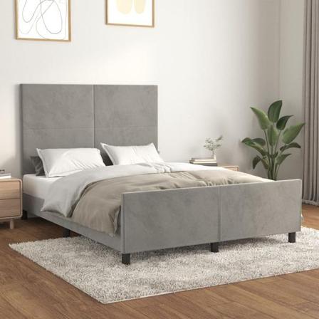 Vidaxl Sängram Med Huvudgavel Ljusgrå 140x190 Cm Sammet Grå