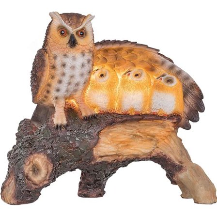 Solcelledrevet Ugle Familie Lampe | Mor Barn Vinge Stock Figur LED-Lampe til Udendørs Veranda Lys Ornament Terrasse Haveindretning