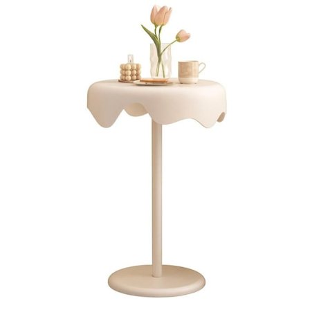 Bord Design med Fondueffekt | Soffbord eller Nattduksbord H 58 cm x D 44 cm | Vit Kräm Beige