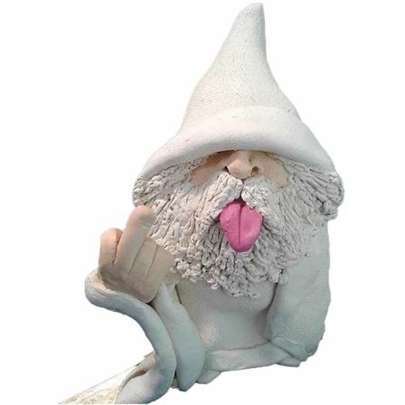 Trädgårdstomte, trollkarl dvärg harts utomhusskulptur långfinger dvärgstaty-tunga ut dvärg