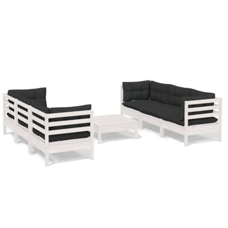 Vidaxl Loungegrupp Med Antracit Dynor 7 Delar Massiv Furu Vit