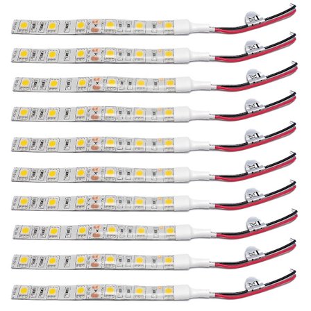 10 st 10cm Vattentäta Varmvita 5050 LED Strip Lights DC 12v Husvagn Båt Bil