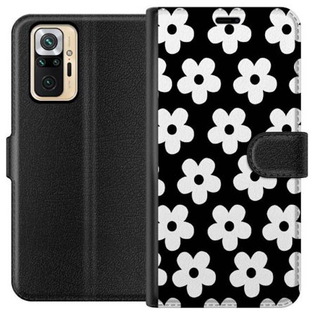 Kompatibel Tegnebogsetui til Xiaomi Xiaomi Redmi Note 10 Pro Sorthvidt blomstermønster i minimalistisk skandinavisk design med stærk kontrast og tid