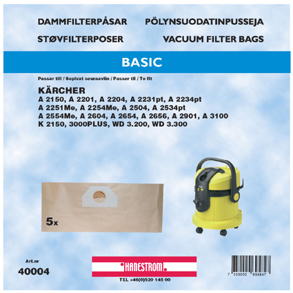 HANESTRÖM Dammsugarpåsar Hanestrom Kärcher 2201