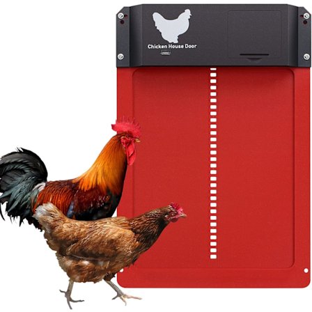 2.0 Ny Automatisk Hønsehus Dør, Vandtæt Automatisk med Lichtsensor Batteridrevet Induktion Automatisk Hønsehus Dør (Rød)